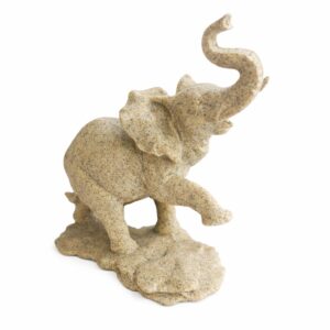 Estátua Elefante Decorativo Bege Texturizado 18 cm