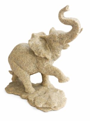 Estátua Elefante Decorativo Bege Texturizado 18 cm