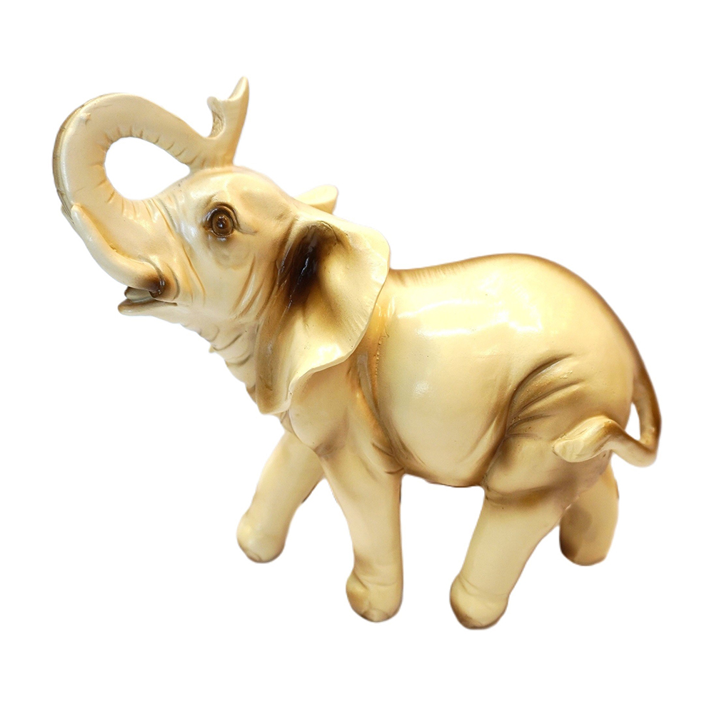 Estátua Elefante Decorativo Marfim com Tromba Alta