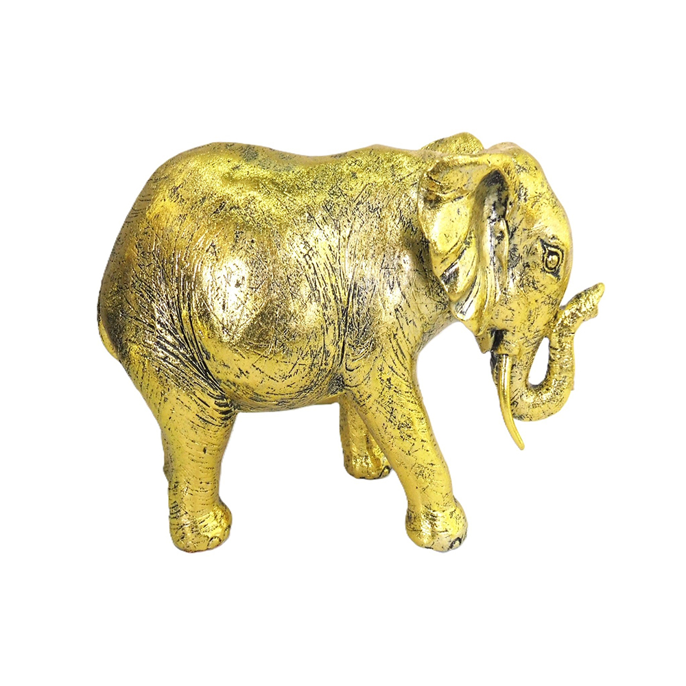 Estátua Elefante Dourado Artesanal