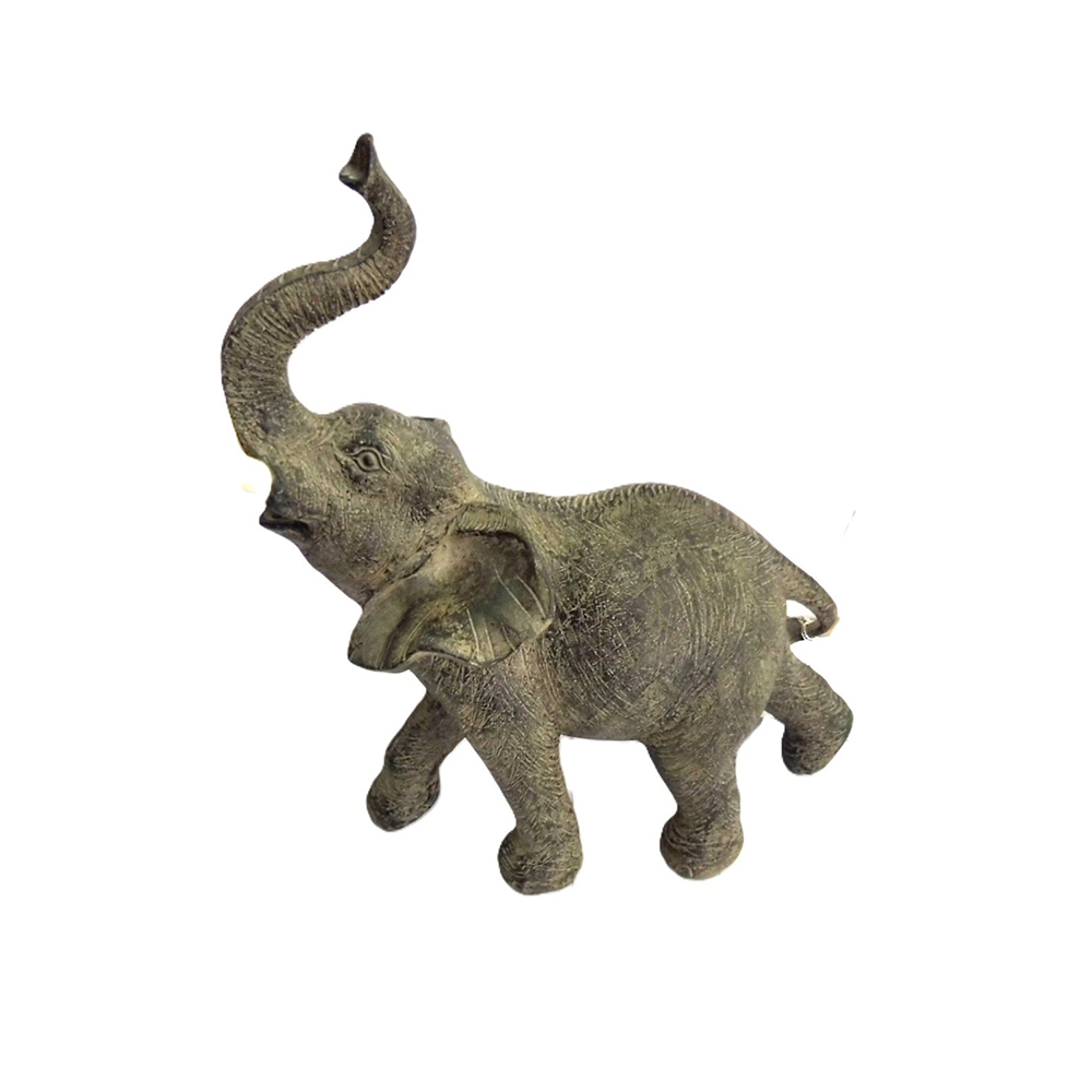 Estátua Elefante Rústico com Tromba Erguida