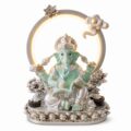 Estátua Ganesha Azul com Aro Luminoso 24 cm