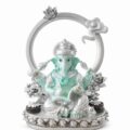Estátua Ganesha Azul com Aro Luminoso 24 cm