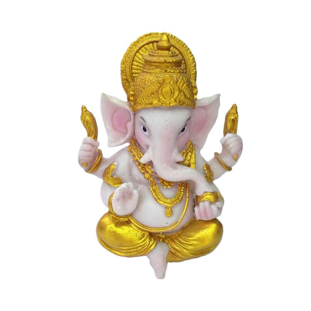 ganesha branco e dourado, estátua ganesha para altar, imagem ganesha prosperidade, ganesha espiritual, ganesha decoração, deus da fortuna hindu.