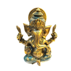 Estátua Ganesha Bronze Dourado Antigo