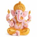 Estátua Ganesha Divino Branco Dourado 13 cm