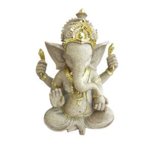 Estátua Ganesha Dourado em Pedra