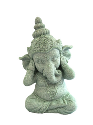 Estátua Ganesha Hear No Evil em Pedra