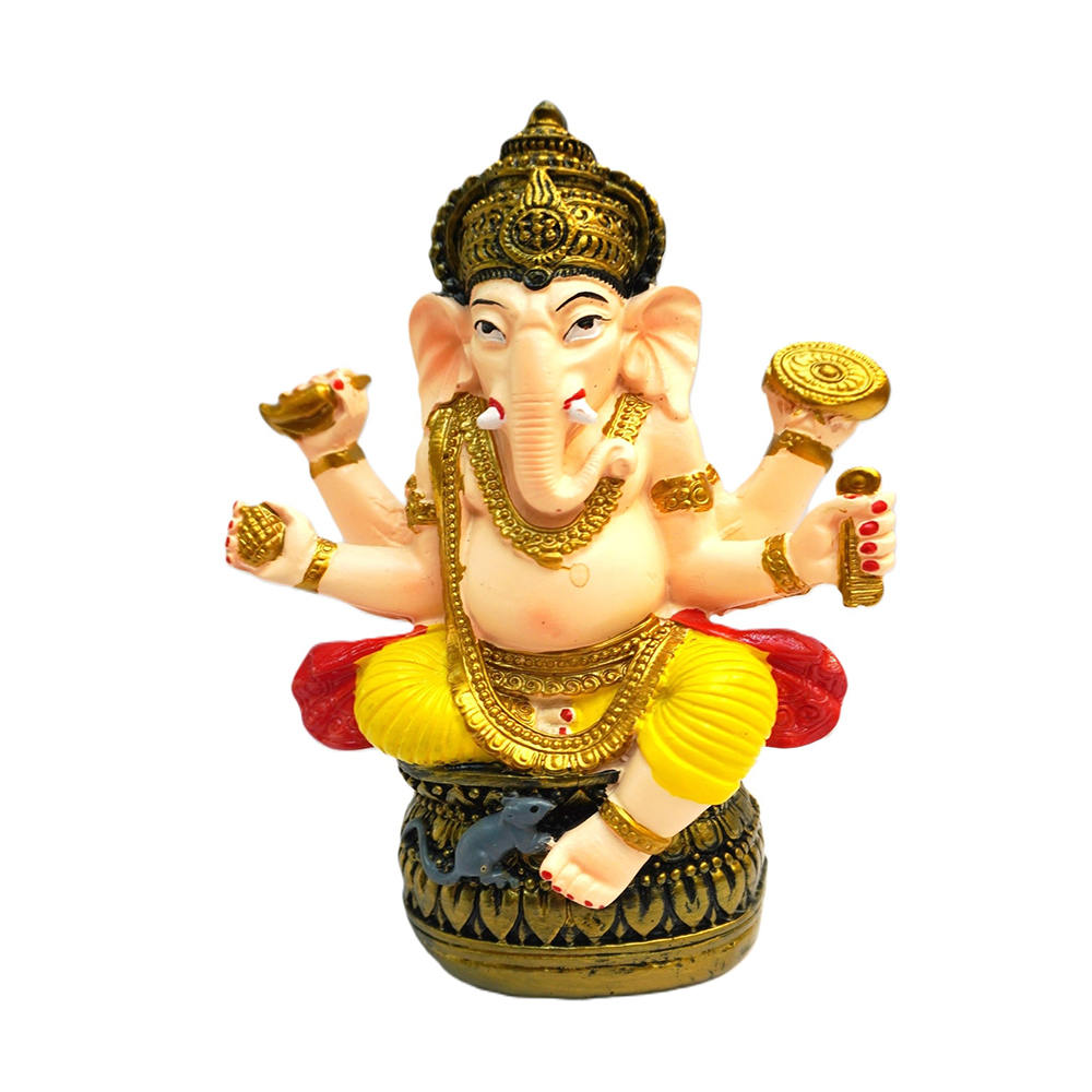 Estátua Ganesha Multibraços com Trono de Lótus