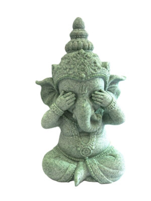 Estátua Ganesha See No Evil em Pedra