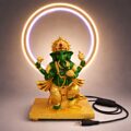 Estátua Ganesha Verde com Aro Luminoso 39 cm