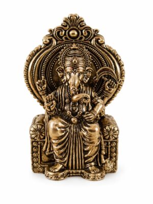 Estátua Ganesha em Metal Dourado Modelo 1