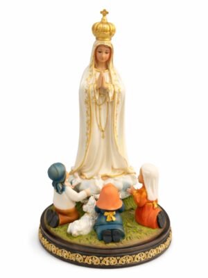 Estátua Nossa Senhora de Fátima com Pastorinhos 25 cm