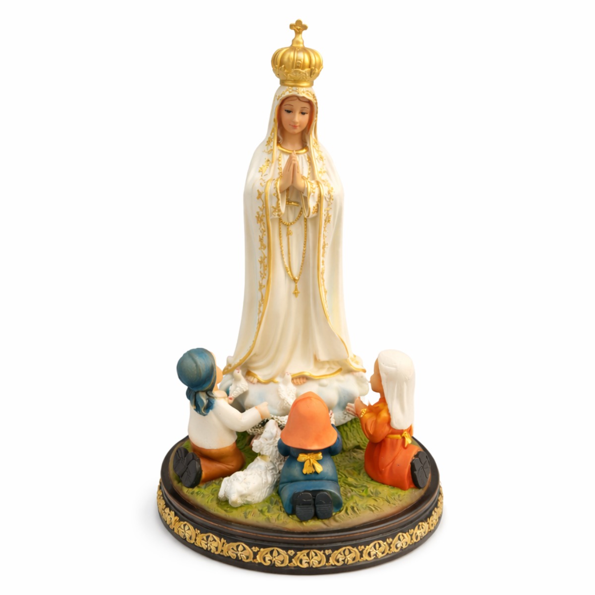 Estátua Nossa Senhora de Fátima com Pastorinhos 25 cm