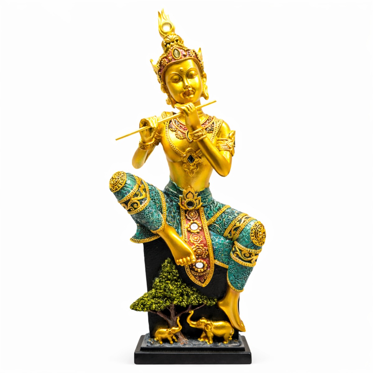 Estatueta Buda Tailandês com Flauta 37 cm