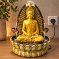 Fonte de Agua Buda Trono da Iluminação Dourado 28 cm