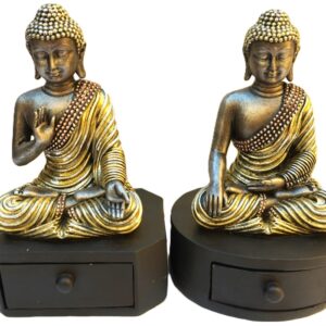 Peça Decorativa Buda Duo Harmonia Zen com Gaveta