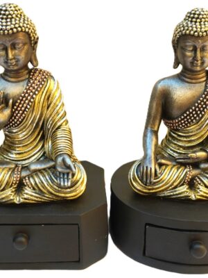 Peça Decorativa Buda Duo Harmonia Zen com Gaveta