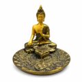 Porta Incenso Buda Dourado da Meditação