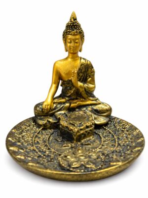 Porta Incenso Buda Dourado da Meditação