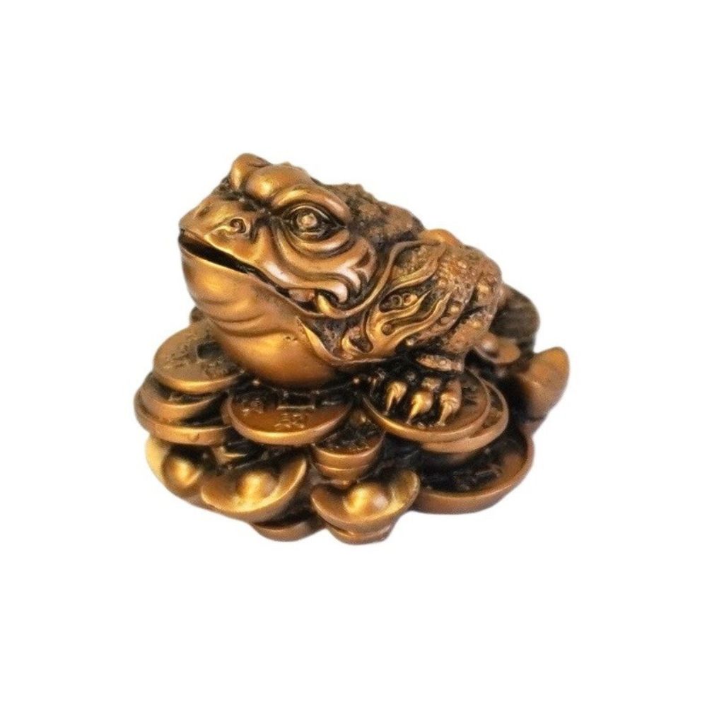 Sapo da Fortuna Feng Shui Dourado com Moedas