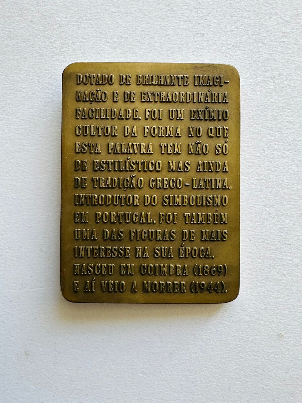 Eugénio de Castro Bronze Medallion