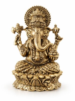 Estátua Ganesha em Metal Dourado Modelo 12
