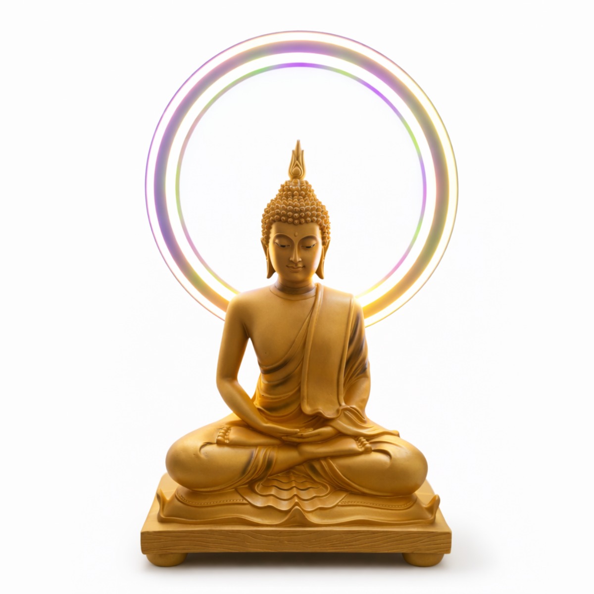 Escultura Buda com Aro Luminoso 39 cm